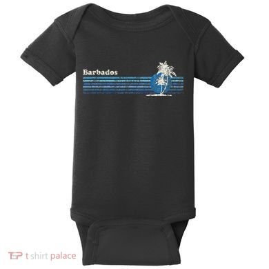Barbados Vintage 80s Palm Trees Sunset Baby Bodysuit