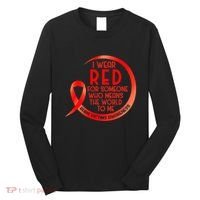 Burn Victims Awareness Red Ribbon I Wear Red For Someone Who Long Sleeve Shirt thumb 0