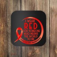 Burn Victims Awareness Red Ribbon I Wear Red For Someone Who Coaster thumb 0