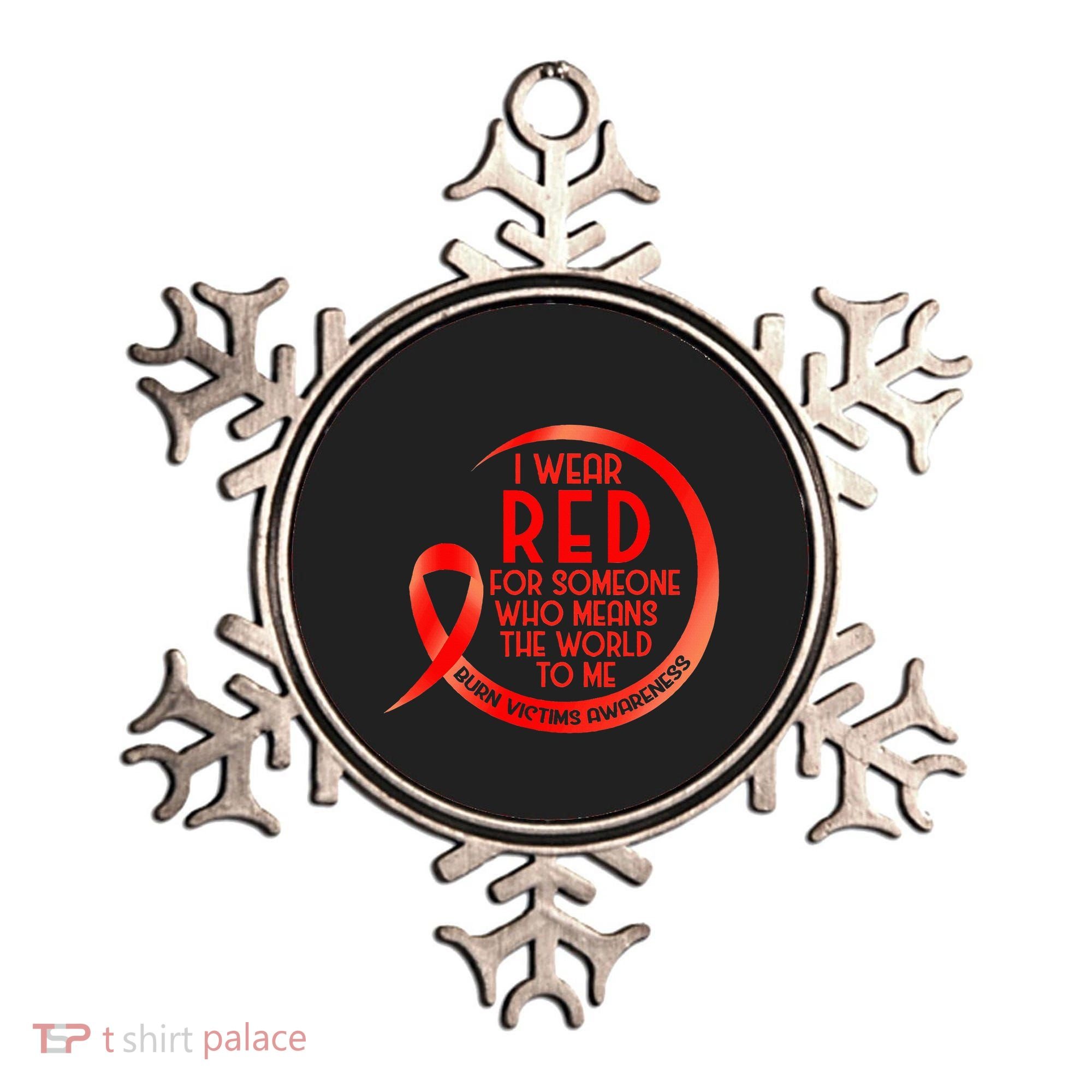 Burn Victims Awareness Red Ribbon I Wear Red For Someone Who Ornament