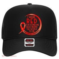 Burn Victims Awareness Red Ribbon I Wear Red For Someone Who Hat thumb 0
