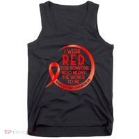 Burn Victims Awareness Red Ribbon I Wear Red For Someone Who Tank Top thumb 0