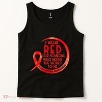 Burn Victims Awareness Red Ribbon I Wear Red For Someone Who Tank Top thumb 2