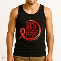 Burn Victims Awareness Red Ribbon I Wear Red For Someone Who Tank Top thumb 3