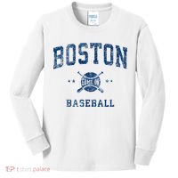 Boston Vintage Baseball Throwback Kids Long Sleeve Shirt thumb 0
