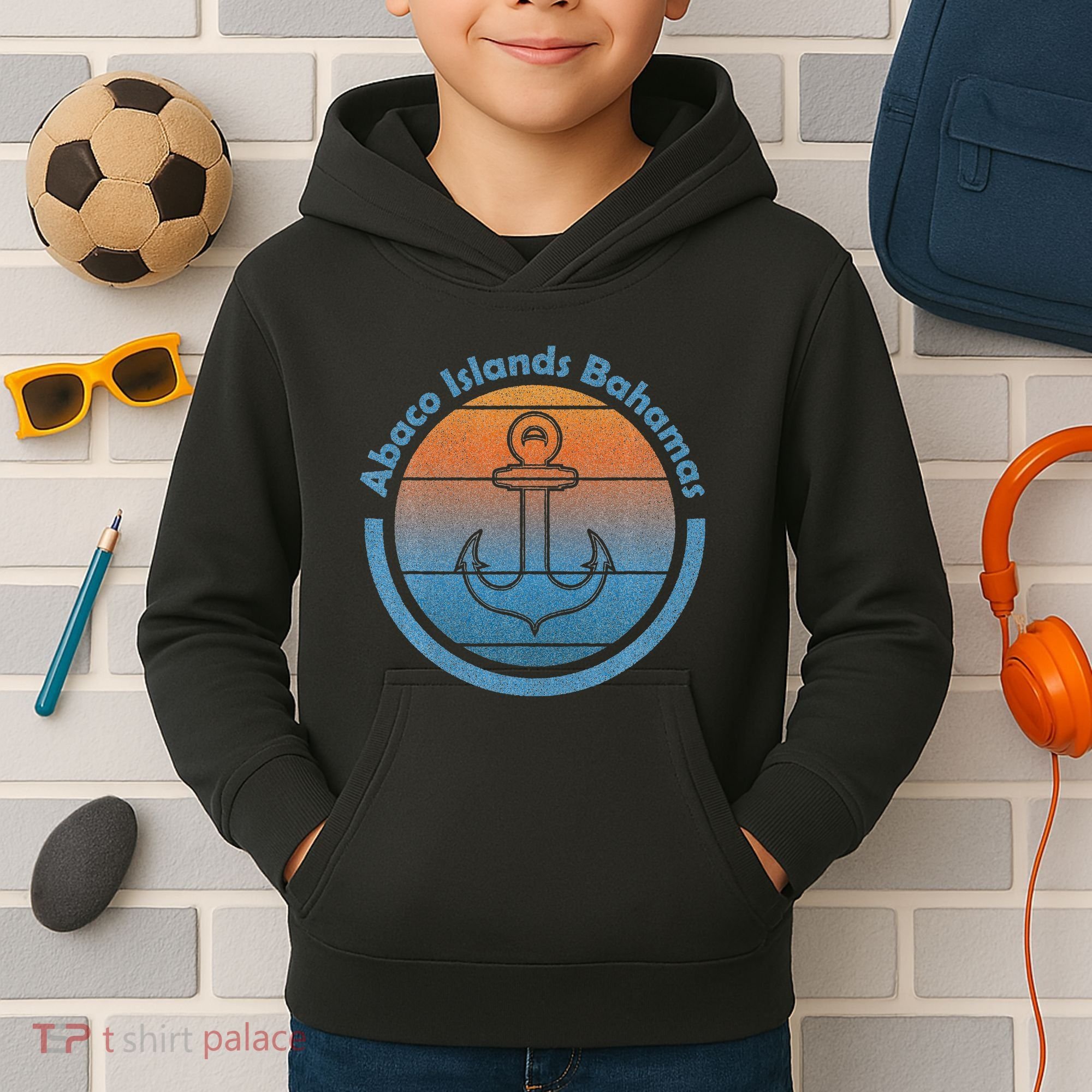 Bahama Vibes Bahamian Sailing Anchor Abaco Islands Bahamas Kids Hoodie