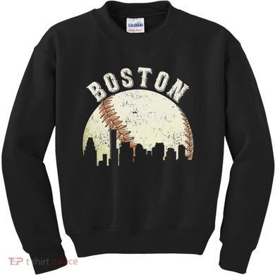 Boston Vintage Baseball Distressed Retro Kids Sweatshirt