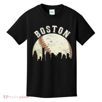 Boston Vintage Baseball Distressed Retro Kids T-Shirt