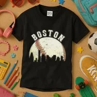 Boston Vintage Baseball Distressed Retro Kids T-Shirt thumb 3