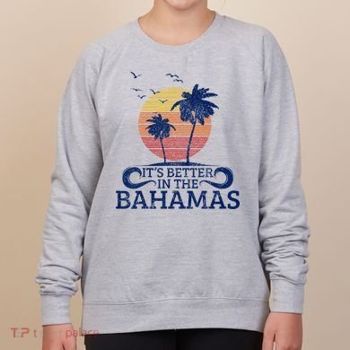 Bahamas Vintage Beach Palm Trees Sunset Vacation Souvenir Women's Sweatshirt