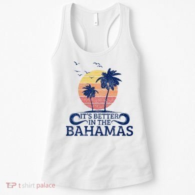 Bahamas Vintage Beach Palm Trees Sunset Vacation Souvenir Women's Tank Top