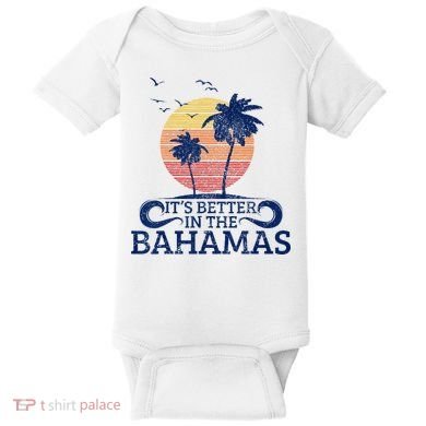 Bahamas Vintage Beach Palm Trees Sunset Vacation Souvenir Baby Bodysuit