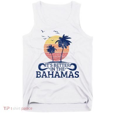 Bahamas Vintage Beach Palm Trees Sunset Vacation Souvenir Tank Top