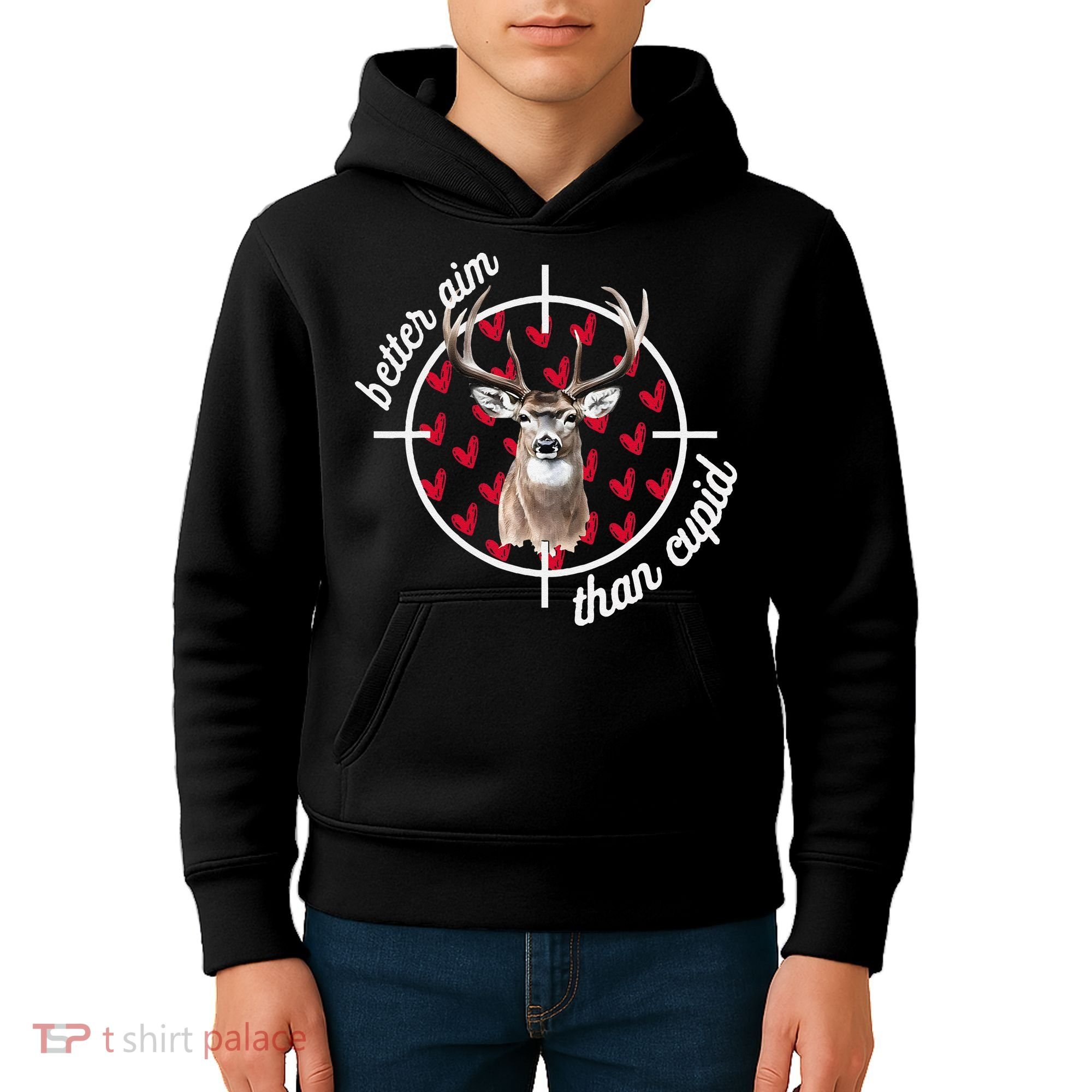 Boy Valentines Bucked Better Aim Than Cupid Deer Hunting Kids Hoodie