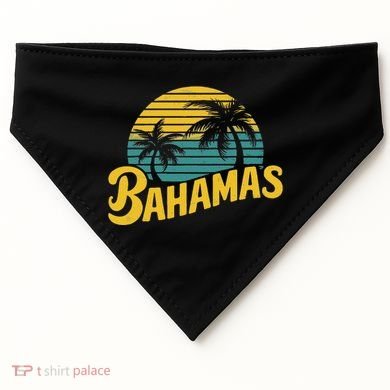 Bahamas Vacation Beach Palm Retro Tropical USA-Made Doggie Bandana