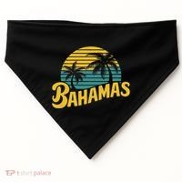 Bahamas Vacation Beach Palm Retro Tropical USA-Made Doggie Bandana thumb 0