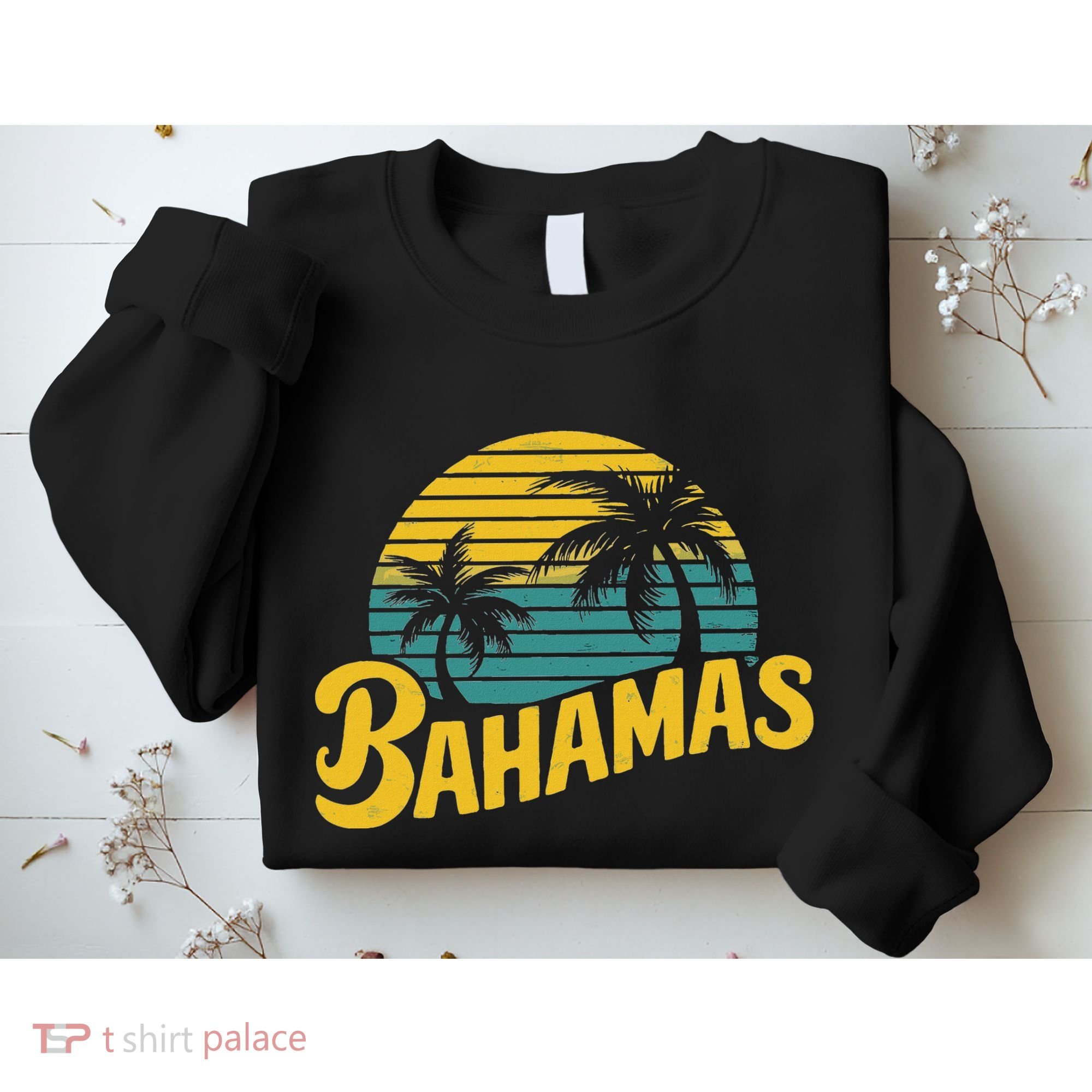 Bahamas Vacation Beach Palm Retro Tropical Sweatshirt