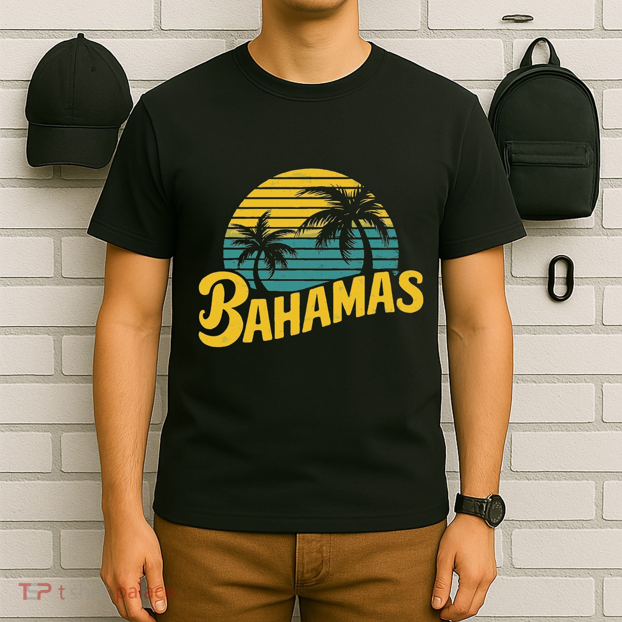 Bahamas Vacation Beach Palm Retro Tropical T-Shirt