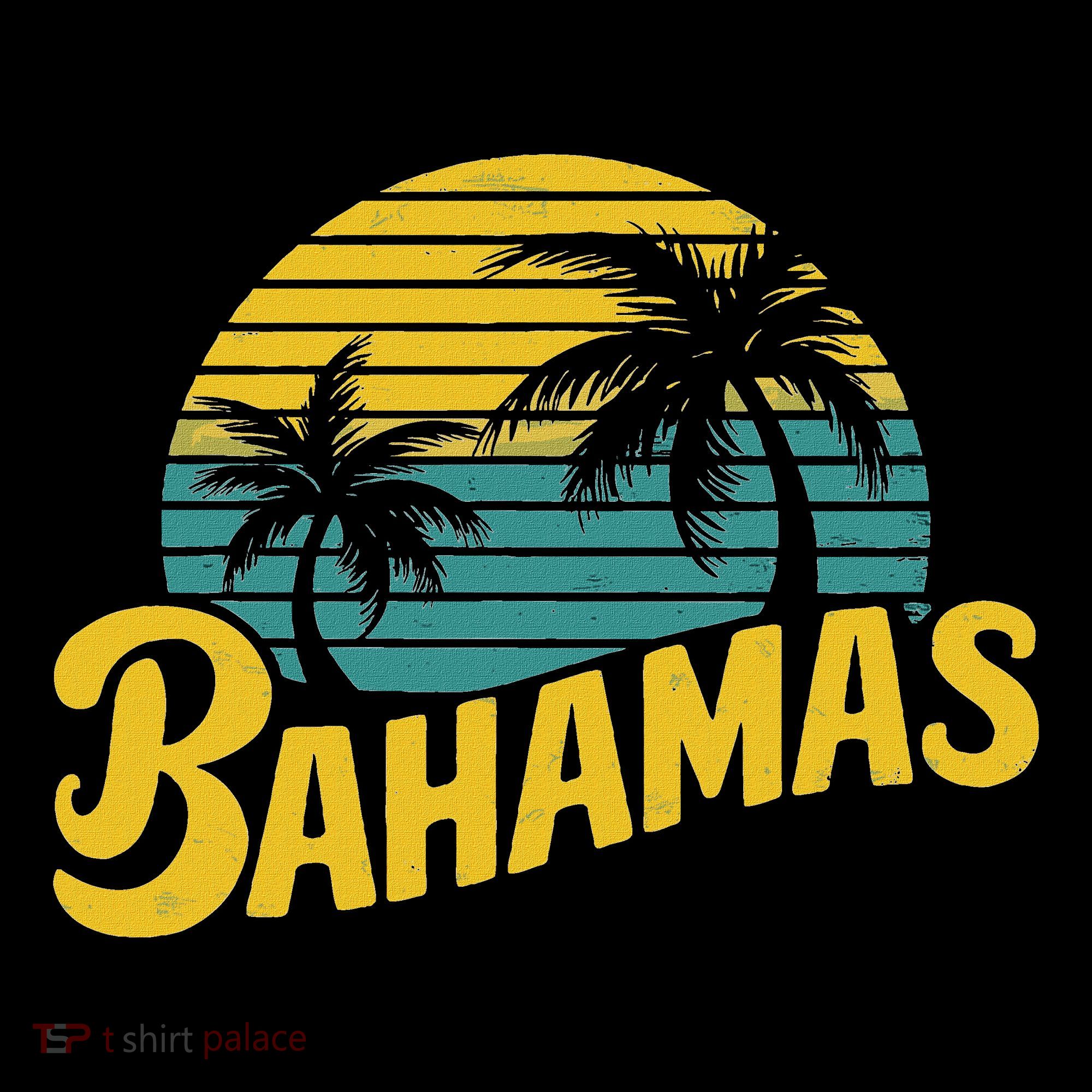 Bahamas Vacation Beach Palm Retro Tropical Button