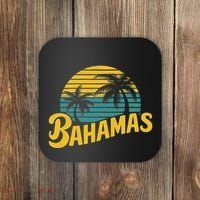 Bahamas Vacation Beach Palm Retro Tropical Coaster thumb 0