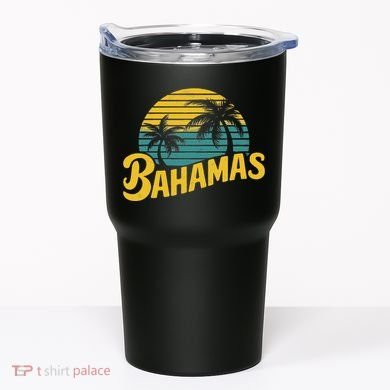 Bahamas Vacation Beach Palm Retro Tropical Tumbler