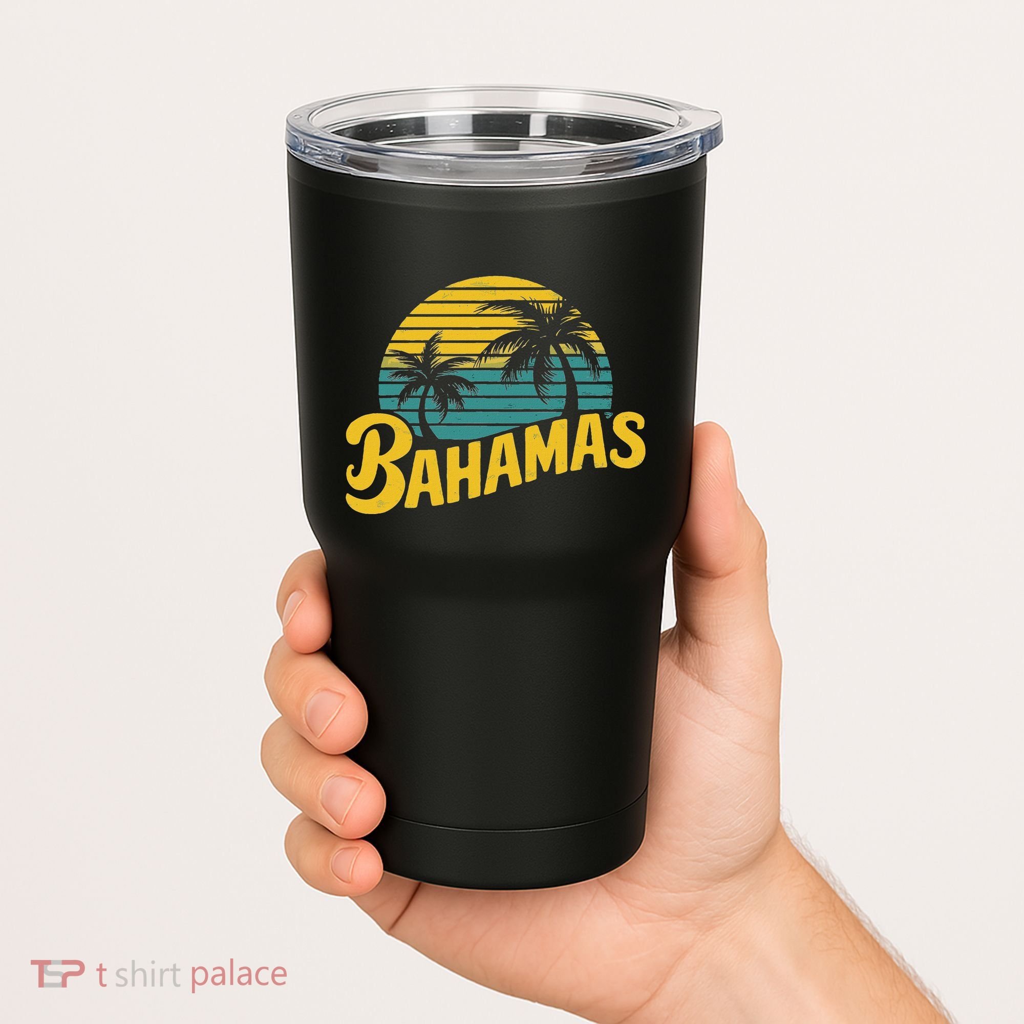 Bahamas Vacation Beach Palm Retro Tropical Tumbler