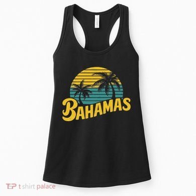 Bahamas Vacation Beach Palm Retro Tropical Women's Tank Top