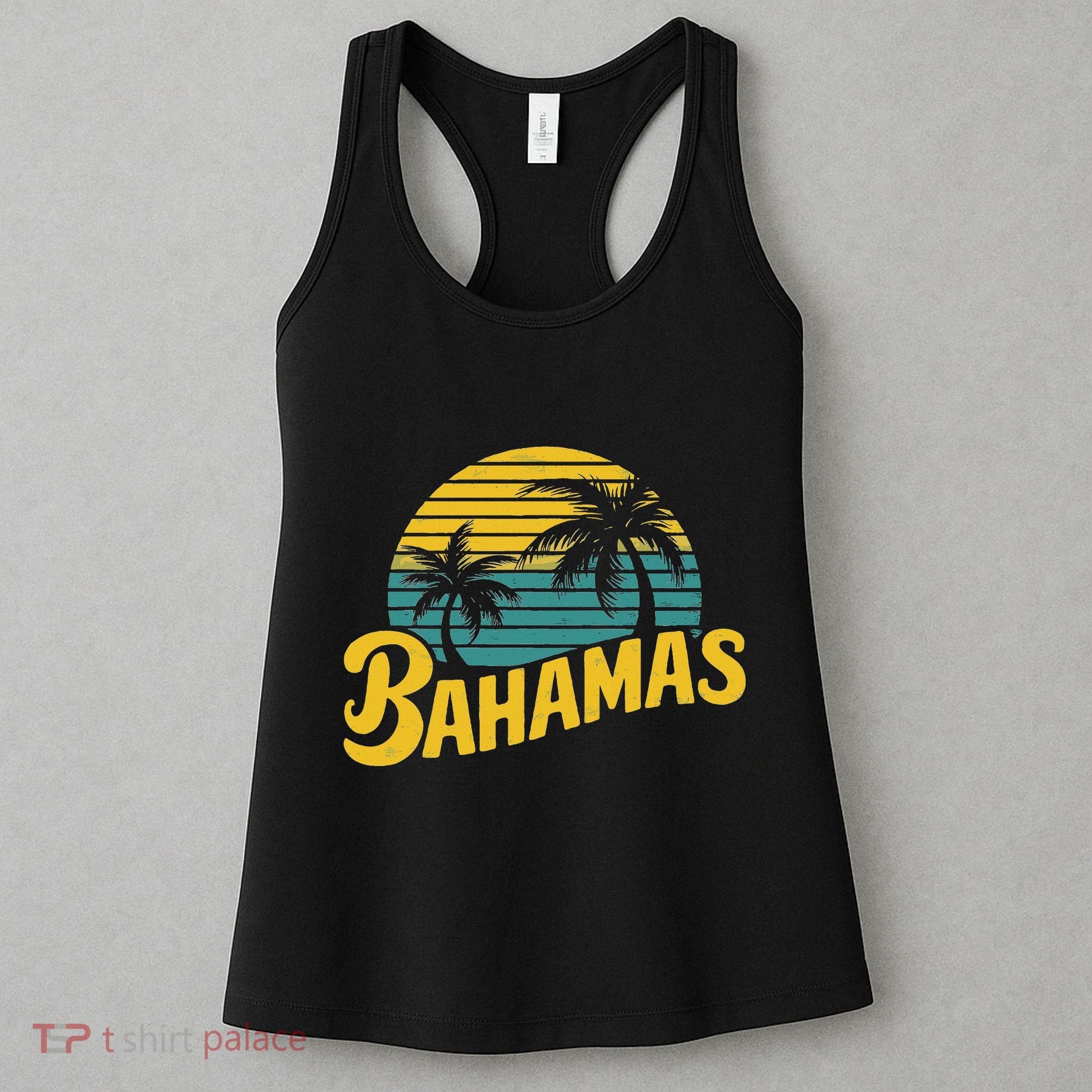 Bahamas Vacation Beach Palm Retro Tropical Women's Tank Top