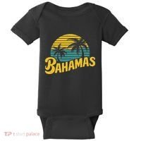 Bahamas Vacation Beach Palm Retro Tropical Baby Bodysuit thumb 0