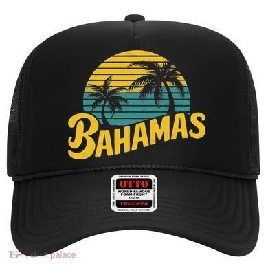 Bahamas Vacation Beach Palm Retro Tropical Hat