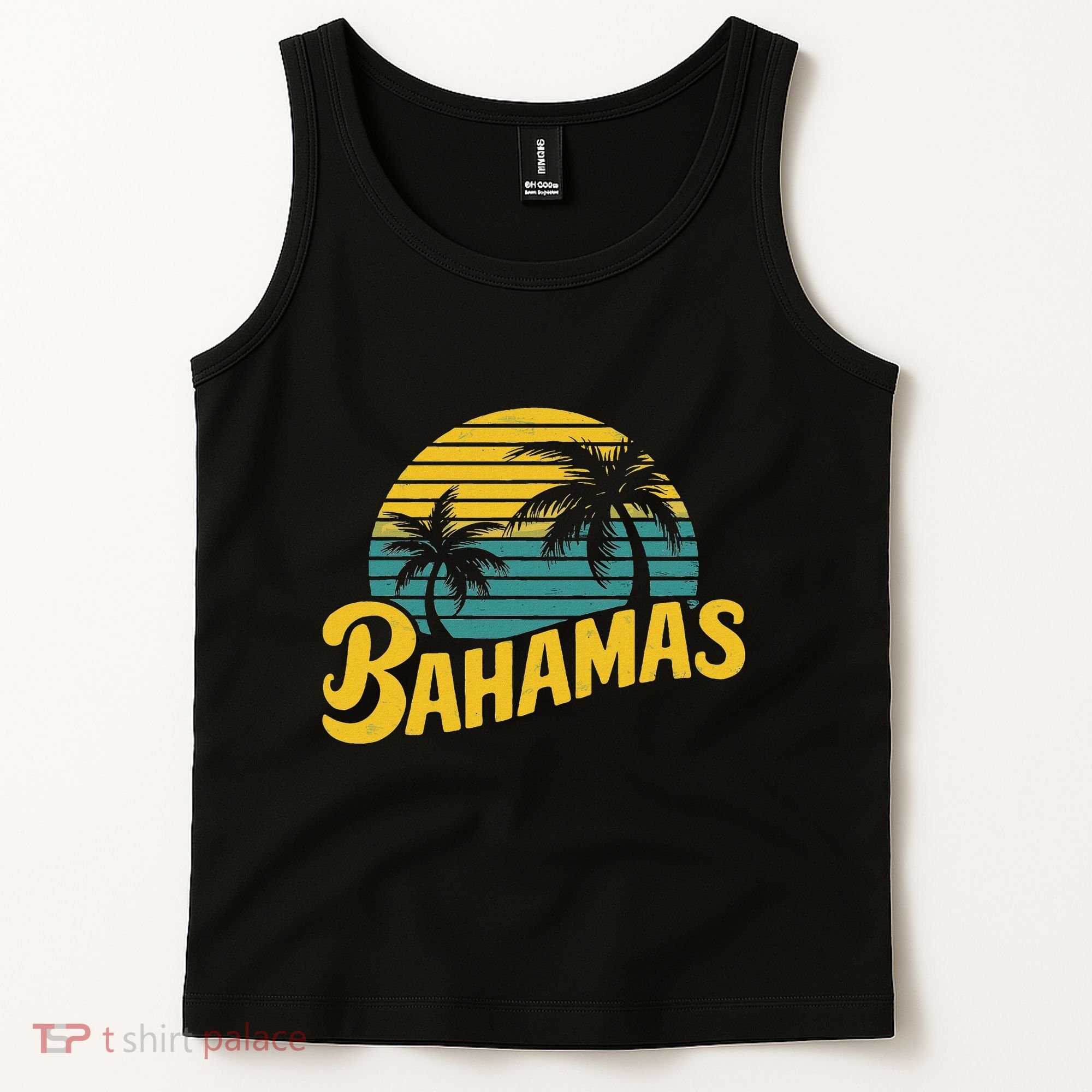 Bahamas Vacation Beach Palm Retro Tropical Tank Top