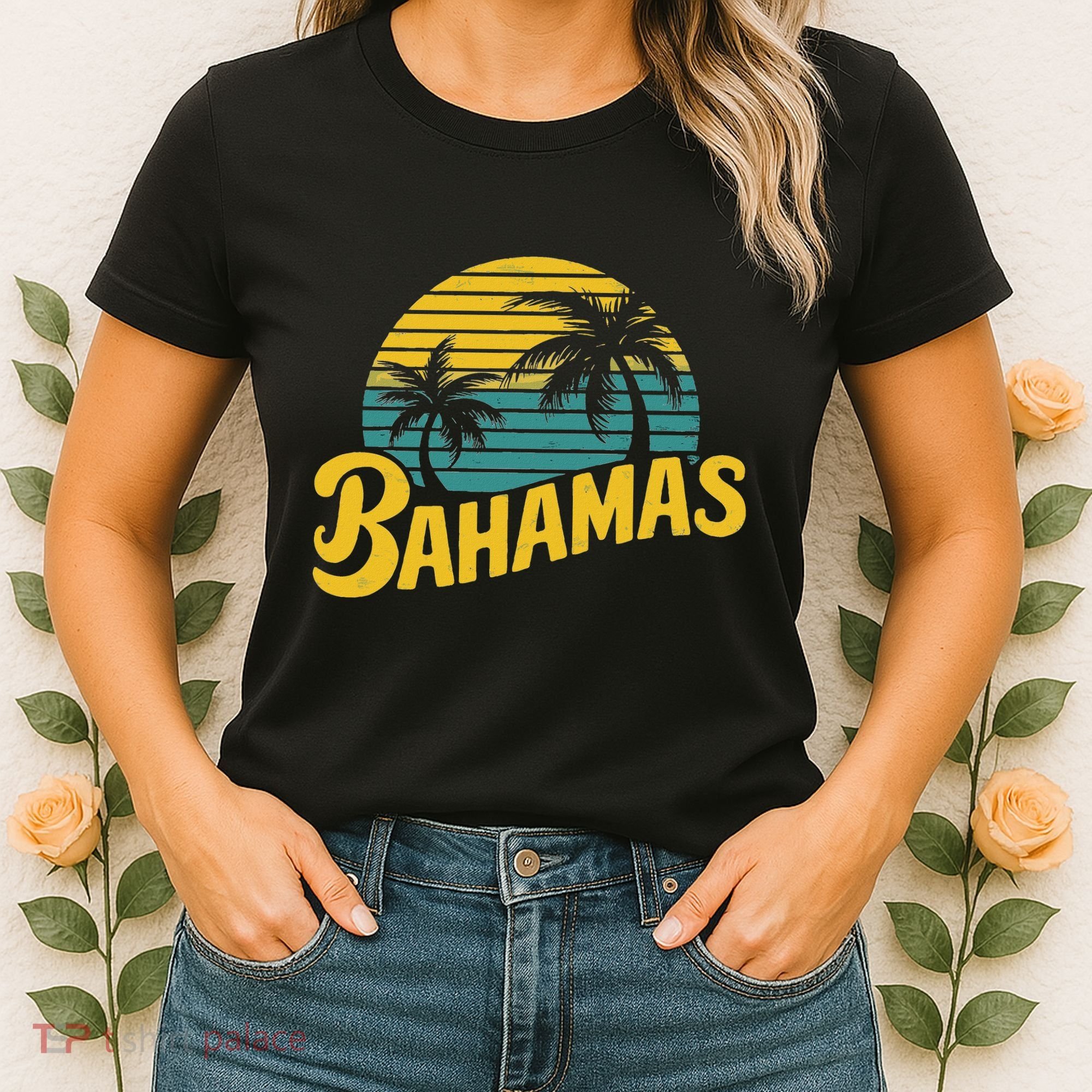 Bahamas Vacation Beach Palm Retro Tropical Women's T-Shirt