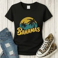 Bahamas Vacation Beach Palm Retro Tropical Women's T-Shirt thumb 3