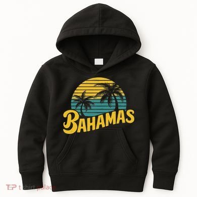 Bahamas Vacation Beach Palm Retro Tropical Kids Hoodie