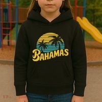 Bahamas Vacation Beach Palm Retro Tropical Kids Hoodie thumb 3
