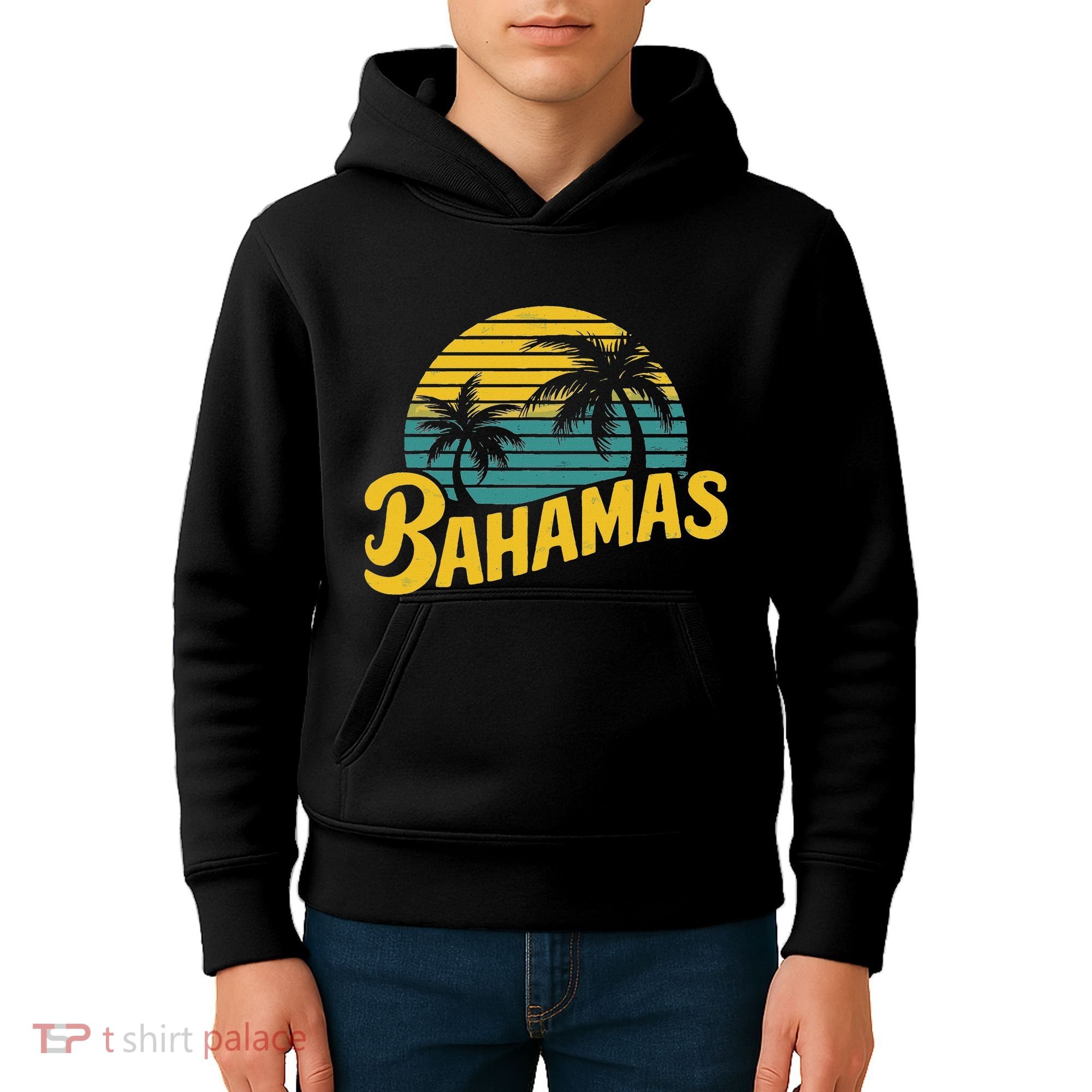 Bahamas Vacation Beach Palm Retro Tropical Kids Hoodie