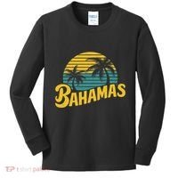 Bahamas Vacation Beach Palm Retro Tropical Kids Long Sleeve Shirt thumb 0