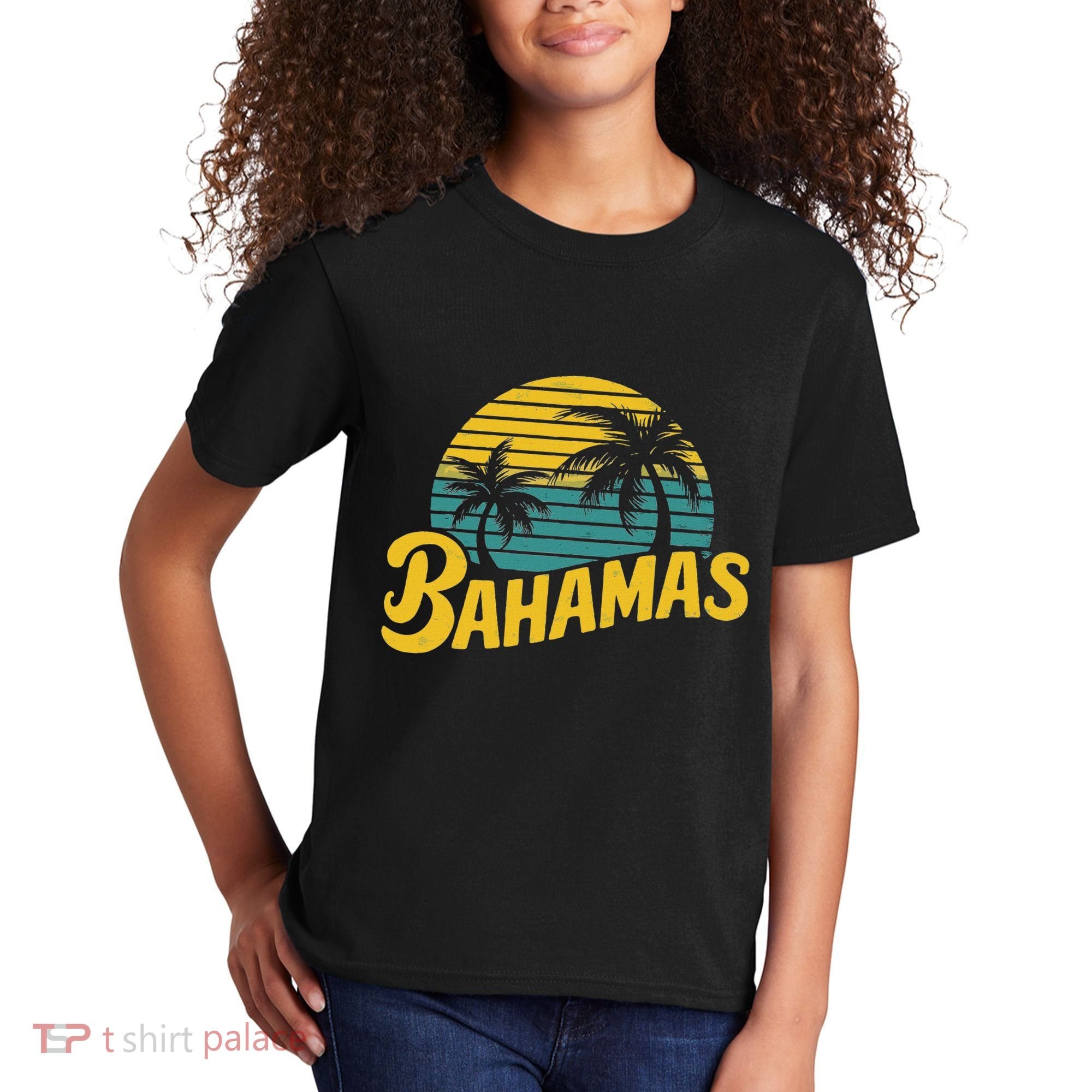 Bahamas Vacation Beach Palm Retro Tropical Kids T-Shirt