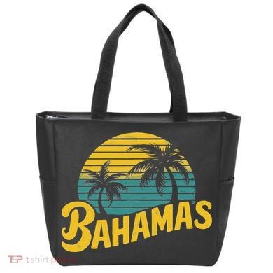Bahamas Vacation Beach Palm Retro Tropical Tote Bag