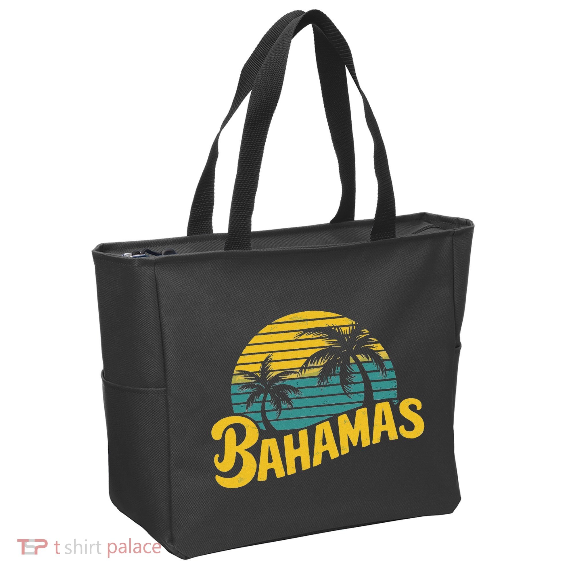 Bahamas Vacation Beach Palm Retro Tropical Tote Bag