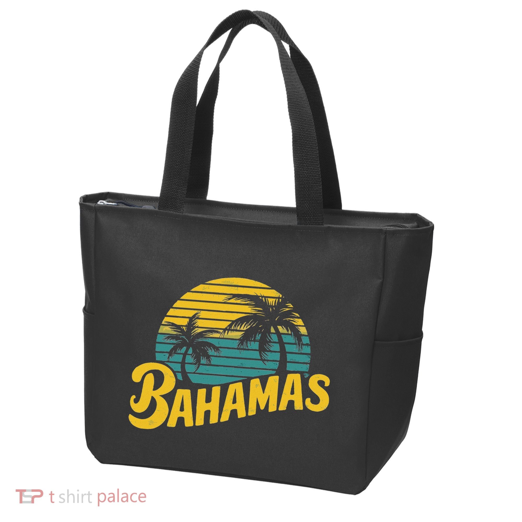 Bahamas Vacation Beach Palm Retro Tropical Tote Bag