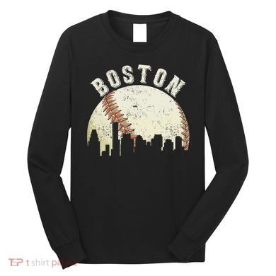 Boston Vintage Baseball Distressed Long Sleeve Shirt