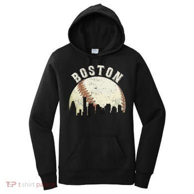 Boston Vintage Baseball Distressed Women's Hoodie