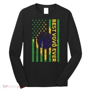 Best Vovô Brazil American Flag Long Sleeve Shirt