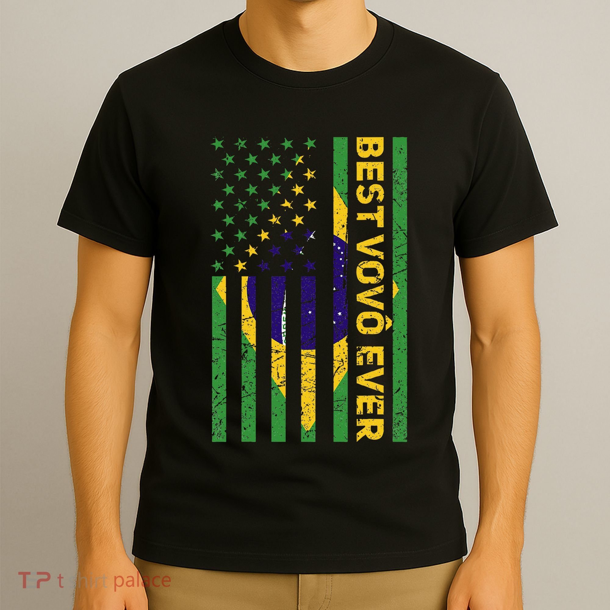 Best Vovô Brazil American Flag T-Shirt