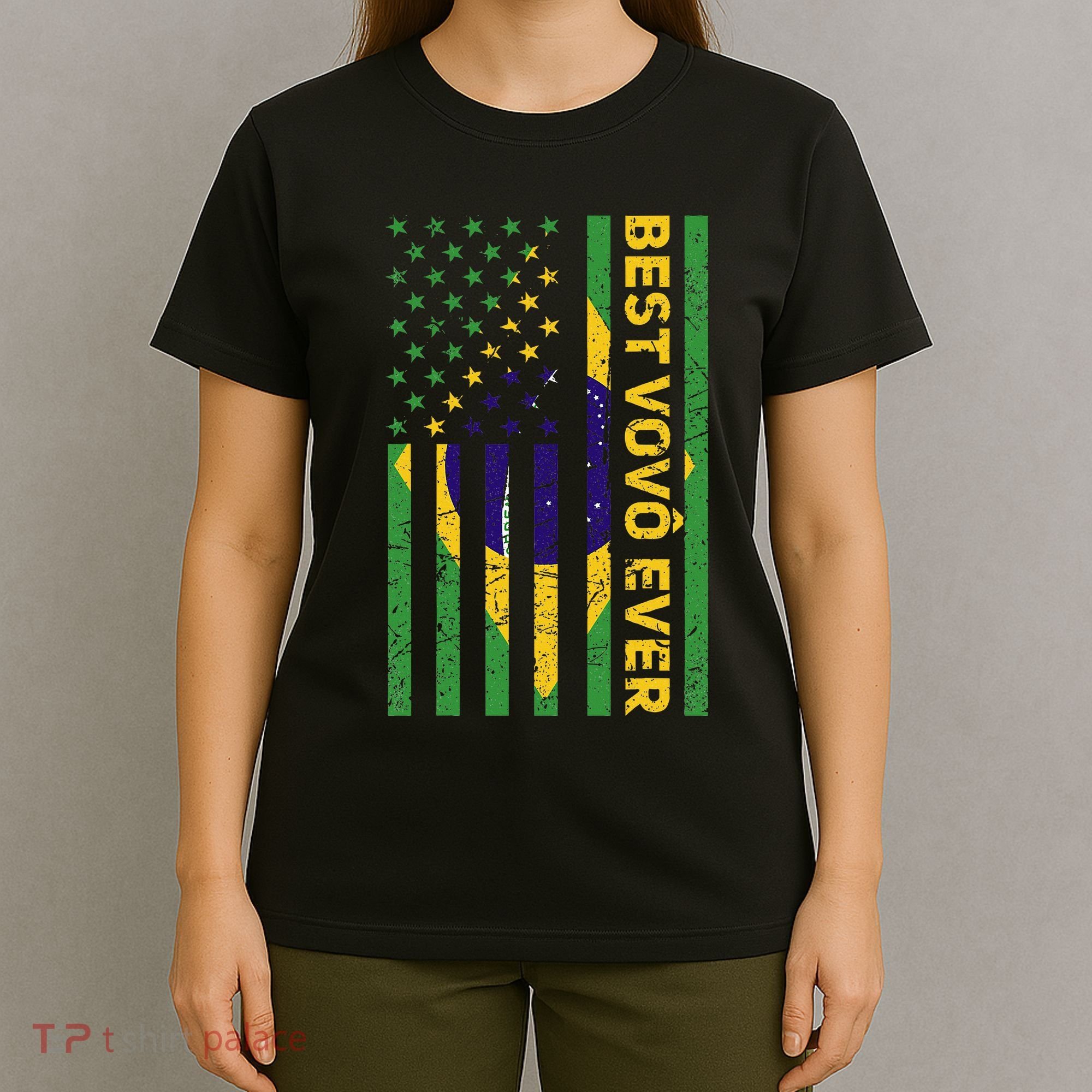 Best Vovô Brazil American Flag T-Shirt
