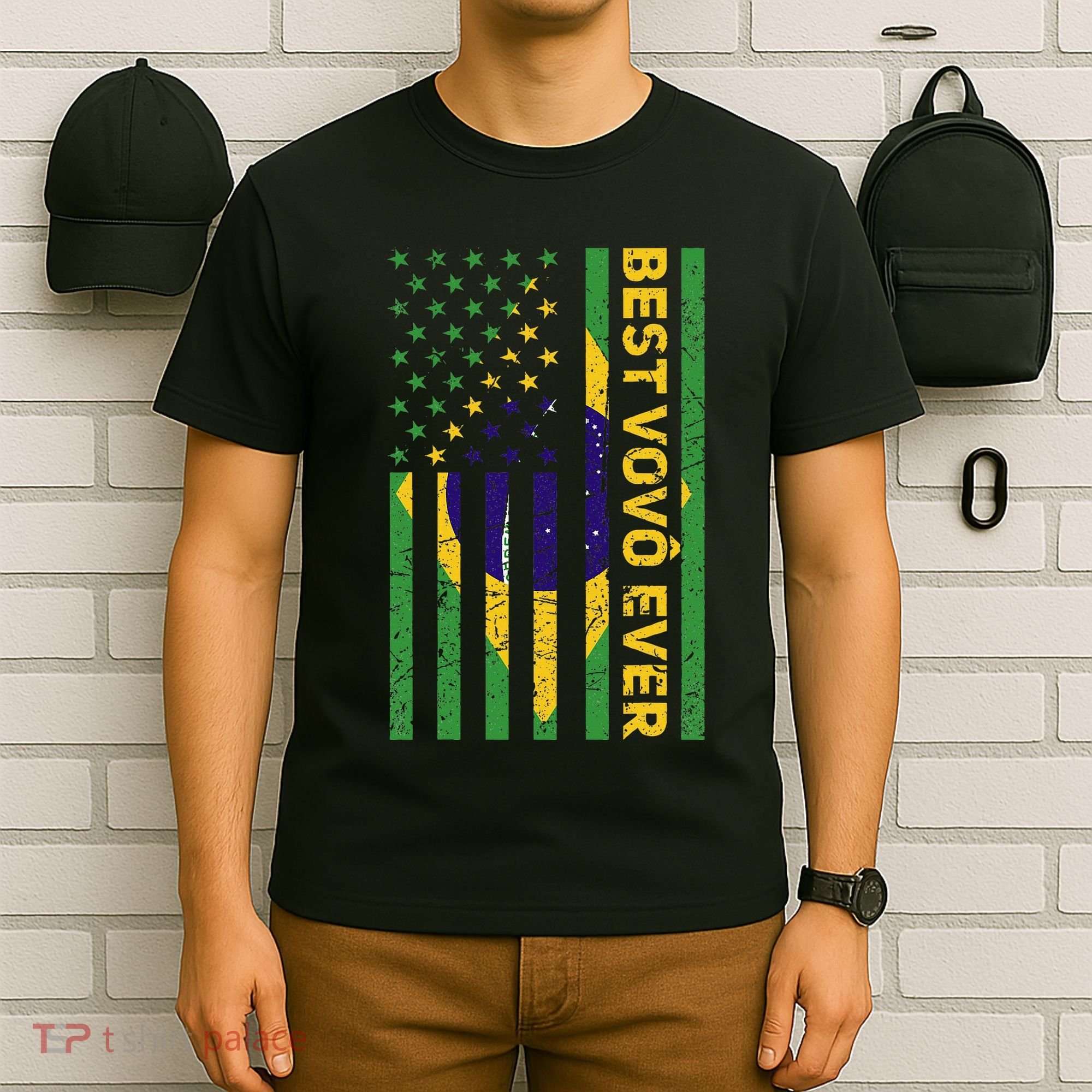 Best Vovô Brazil American Flag T-Shirt