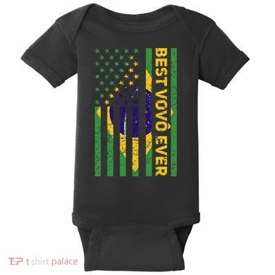 Best Vovô Brazil American Flag Baby Bodysuit