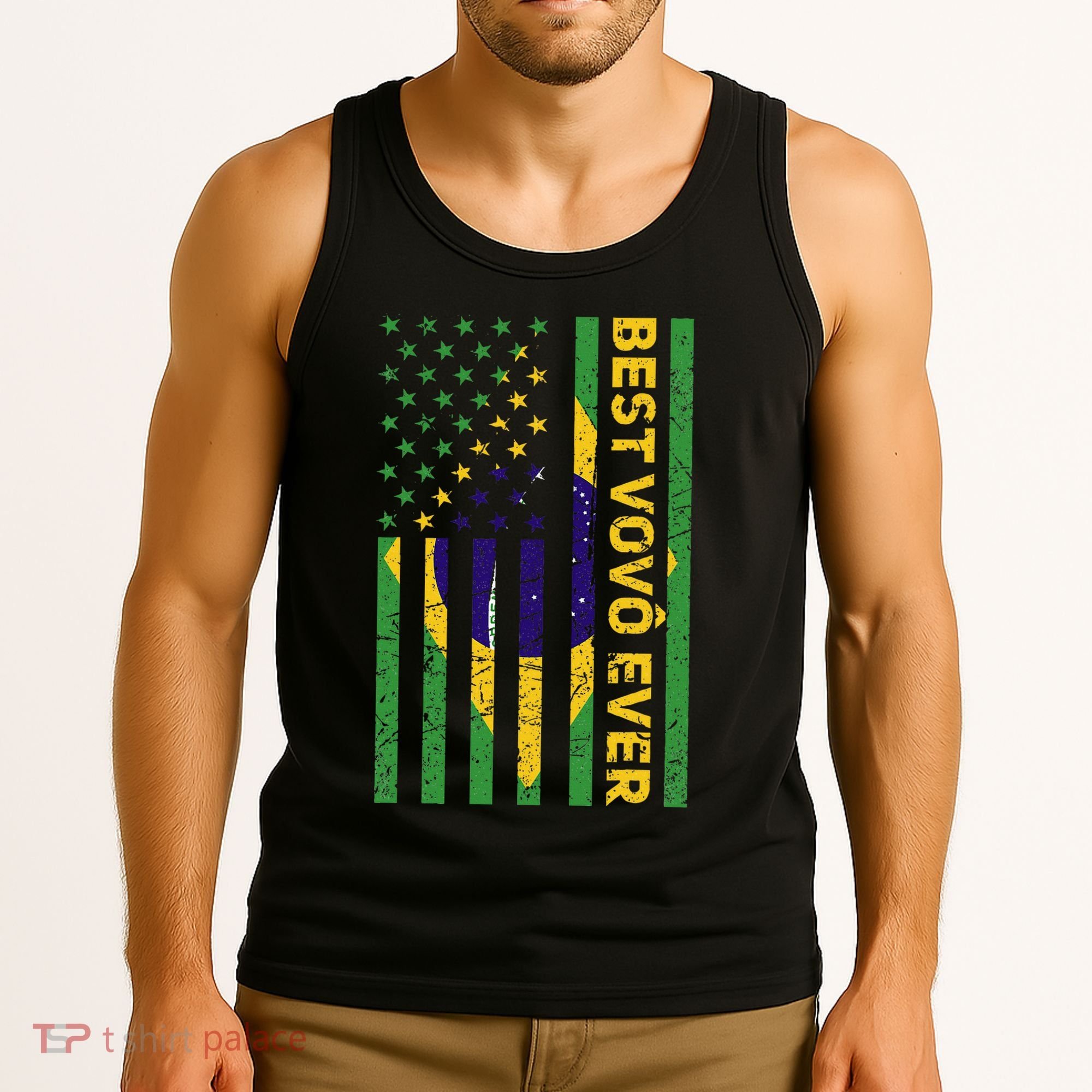 Best Vovô Brazil American Flag Tank Top
