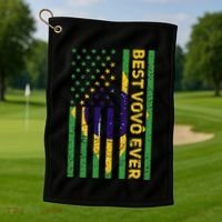 Best Vovô Brazil American Flag Golf Towel thumb 1